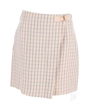Sandro Checked Cotton Mini Wrap Skirt - Natural
