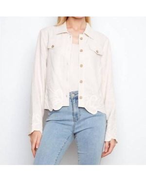 Charlie b Embroidered Hem Linen Jacket - White