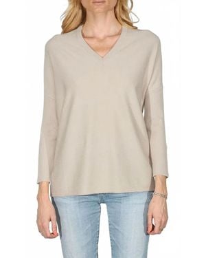 Metric Knits Oversized V-Neck Pullover - Natural
