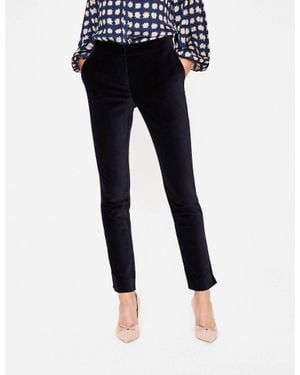 Boden Velvet Straight Leg Ankle Pants - Blue