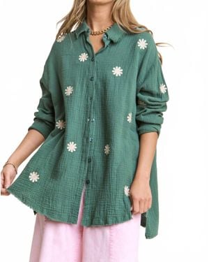 J.Nna Daisy Gauze Embroidered Top - Green