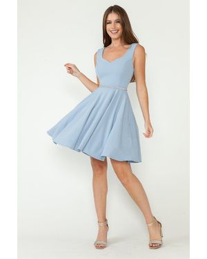 TRUEDAMES Cocktail Dress Sweetheart Sleeveless A-Line Dress - Blue