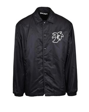 Palm Angels Lightweight Snap Closure Nylon Outerwear Jacket - Black