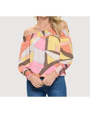 Last Tango Geometric Print Off Shoulder - Pink
