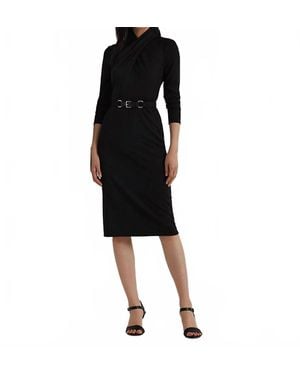Ralph Lauren Twist-Front Jersey Mockneck Dress in Blue | Lyst