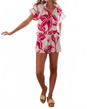 Finley Seaside Print Pull-On Short - Red