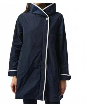 Joseph Ribkoff Memory Hooded Trapeze Coat - Blue