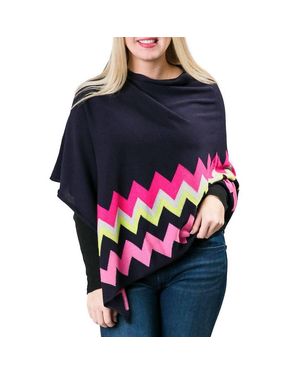 Top It Off Adele Crew Neck Poncho - Black