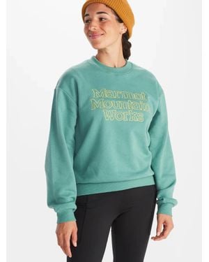 Marmot Mountain Works Boxy Sweatshirt Agave Crew Neck Fts370 - Green