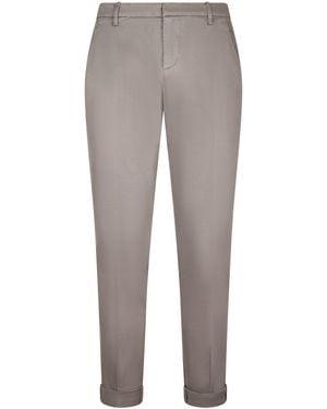 Dondup Stretch Cotton Gabardine Cuffed Slim-Leg Chino Pants - Gray