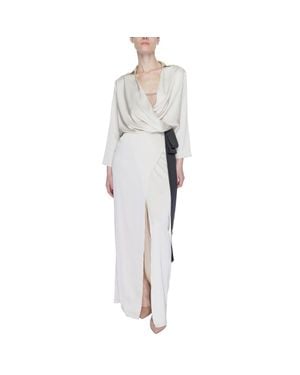 Sandro Ferrone Polyester Long Dress - Natural