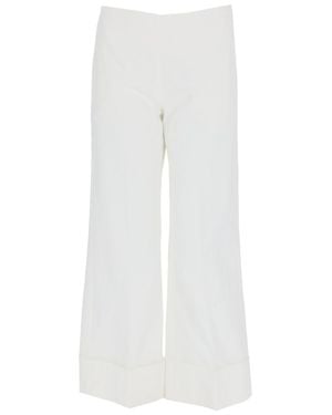 Fay Cotton-Blend Cropped Wide-Leg Pants - White