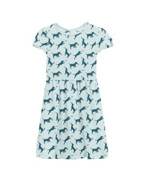 KICKEE Girl's Flutter Sleeve Twirl Dress With Pockets Fresh Air Frisbee Labs - Blue