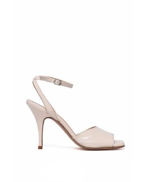 Guglielmo Rotta Ankle Strap Tapered Heel Leather Sandals - White