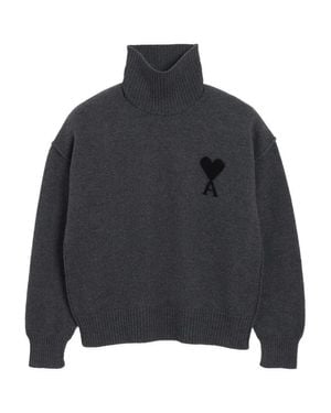 Ami Paris Anthracite Turtleneck Sweater - Gray