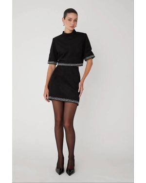 JS71 Zoe Studded Mini Skirt Set - Black