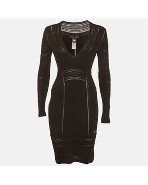 Roberto Cavalli Stretch Knit Long Sleeve Dress - Black