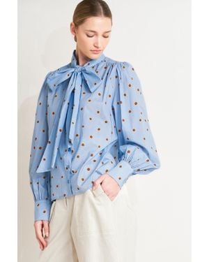 TRUEDAMES The Polka Power Move Woven Top - Blue