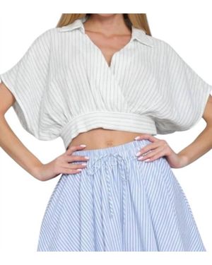AAKAA Marina Surplice Stripes Crop Top - Blue