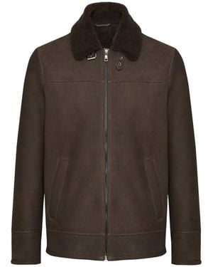 Bigardini Shearling Jacket With Cozy Collar And Structured Silhouette - Brown