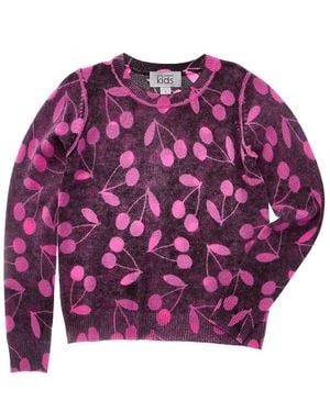 Autumn Cashmere Inked Cherry Print Wool & Cashmere-Blend Sweater - Purple