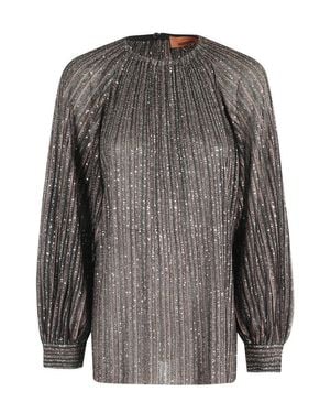 Missoni Sequined Sweater With Voluminous Sleeves - Gray