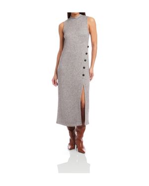 Fifteen Twenty Lauren Button Detail Midi Dress - Gray