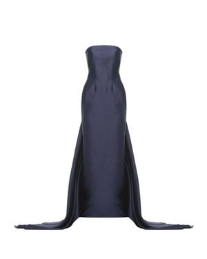 Solace London Imani Strapless Maxi Dress With Dramatic Rear Train - Blue