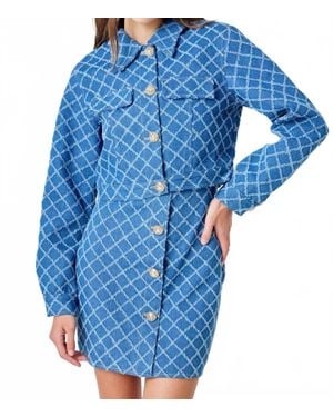 Endless Rose Distressed Cropped Jacket - Blue