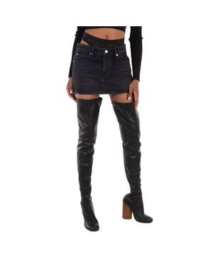 T By Alexander Wang Crystal Hotfix Mini Denim Skirt - Black