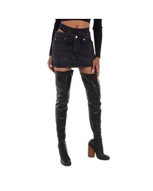 T By Alexander Wang Crystal Hotfix Mini Denim Skirt - Black