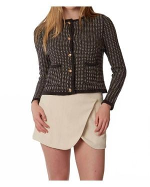 Theo the Label Tweed Button Cardigan - Brown