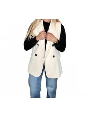 Miss Sparkling Double Breasted Blazer Vest - Natural