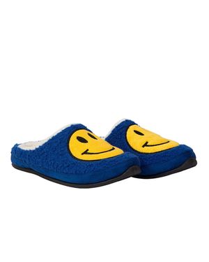 Deer Stags Smiley Face Cushioned Slip-On Slippers - Blue