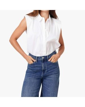 Habitual Sleevless Shoulder Pad Shirt - Blue