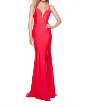 Alyce Paris Strappy Back Plunging Dress - Red