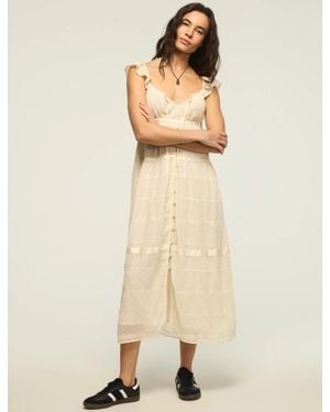 Lucky Brand Easy Tiered Button Through Maxi Dress - Natural