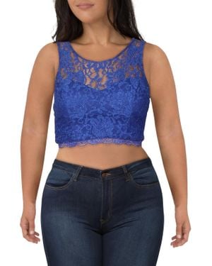 Sequin Hearts Juniors Lace Halter Cropped - Blue