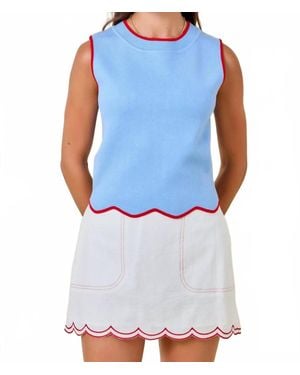 Day + Moon Lake Day Scallop Sweater Tank - Blue