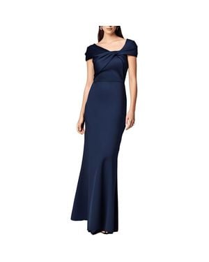 Eliza J Pleated Polyester Evening Dress - Blue