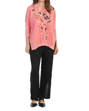 Jess & Jane Chicas Mineral Washed Cotton Dolman Sleeve Top - Pink