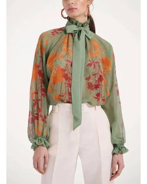 La DoubleJ Cerere Silk Chiffon Blouse - Red