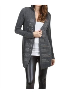 Vocal Apparel Hooded Cardigan With Stud Detail - Gray