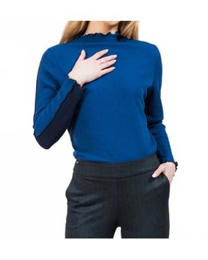 Trisha Tyler Two Toned Ribbed Top - Blue
