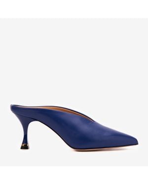 Vinci Leather Shoes The Solara Leather Mule Heel - Blue