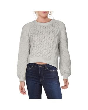 J Brand Cable Knit Crop Pullover Sweater - Gray
