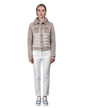 Moorer Petunia-Fur-Uro Jacket Pearl - White