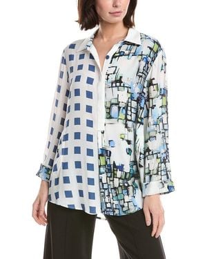Lemon Grass Pullover Tunic Blouse - Blue