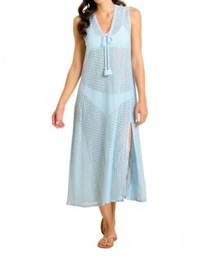 Sitano Sorrento Aria Crochet Cover-Up Midi Dress - Blue