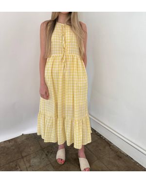 Things Between Maeve Cotton Gingham Tie Top Midi Dress - Metallic